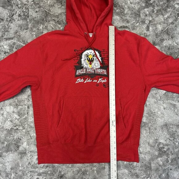 Champion Reverse Weave Hoodie Sweatshirt Large Red Eagle Fang Cobra Kai Karate - Picture 8 of 8